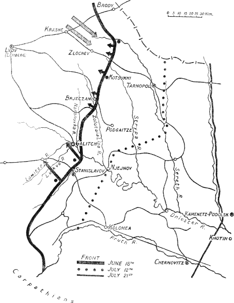 Map of the Russian Front in June and July, 1917