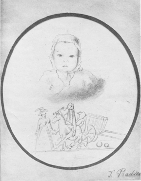 CLAIRE PRADIER AS A CHILD.

From an unpublished drawing by Pradier.