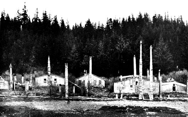 Native Houses, Showing Totem Poles