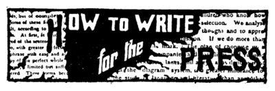 HOW TO WRITE for the PRESS