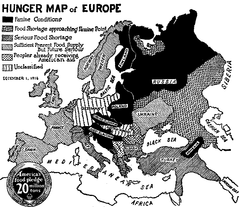 A Map Issued by the Food Administration to Show Food
Conditions in Europe After the Signing of the Armistice.