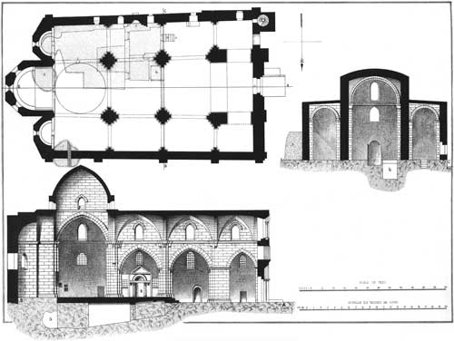 Illustration: Plans and Sections of the French Church of Saint Ann
