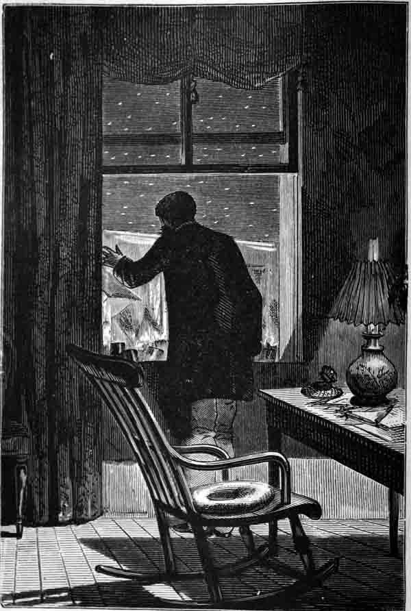 Illustration: PRESIDENT BARBICANE AT HIS WINDOW.