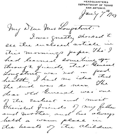 Page 1 of Letter from General Frederick D. Grant