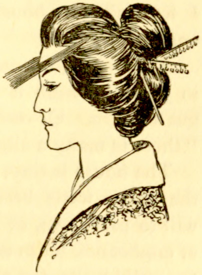 line drawing of a Japanese woman