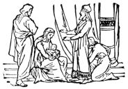 Drawing of Jesus and family before Simeon and Anna