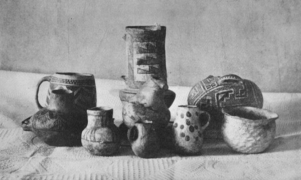 Ancient Pottery dug from Prehistoric Ruins on the Painted Desert.