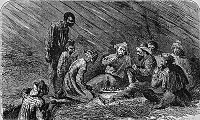 Escaping Prisoners fed by Negroes in their Master's Barn.
