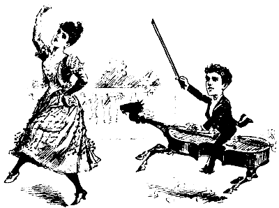 Zerlina Patti accompanied by her Squire on the violoncello.