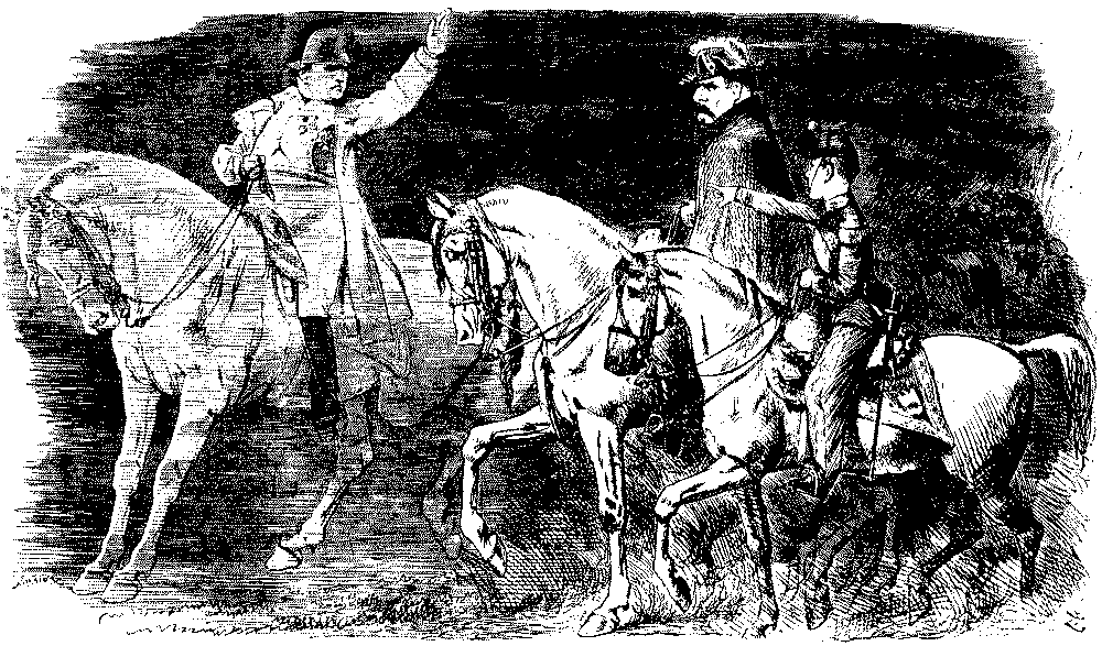 Two riders with an apparition