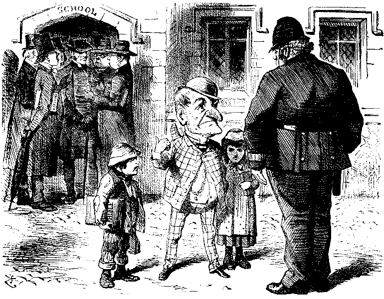 Mr. Punch talking to policeman