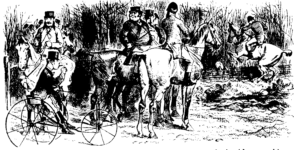 Man on tricycle attending a hunt