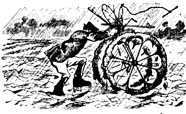 Rider with damaged trike
