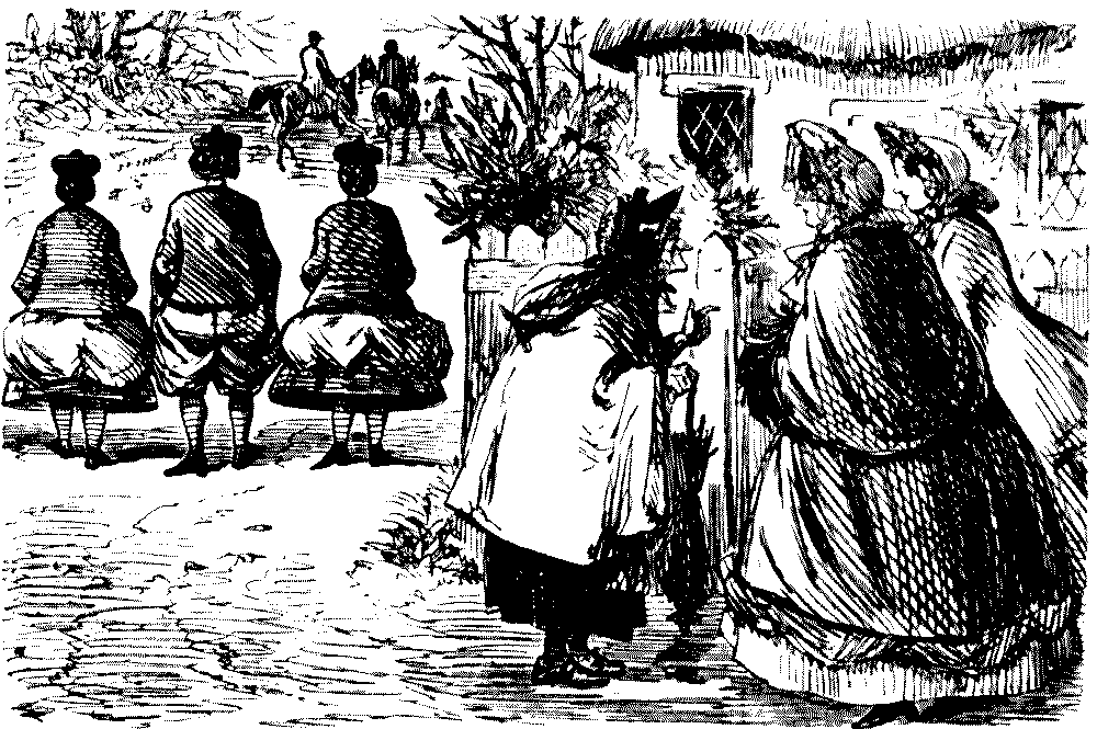 Women discussing the gender of three persons
