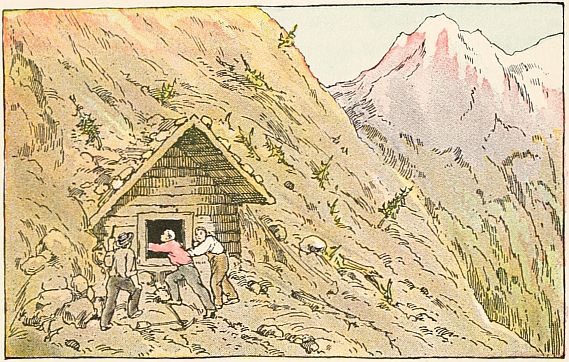 cabin built into the mountain