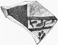 No. 203. Fragment of a Terra-cotta Vase, with Egyptian
hieroglyphics, from the bottom of the Greek Stratum (2 M.).