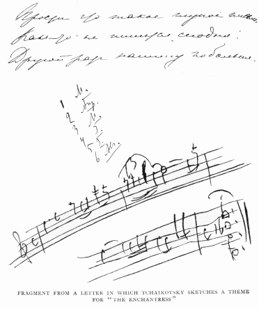 FRAGMENT FROM A LETTER IN WHICH TCHAIKOVSKY SKETCHES A
THEME FOR “THE ENCHANTRESS”