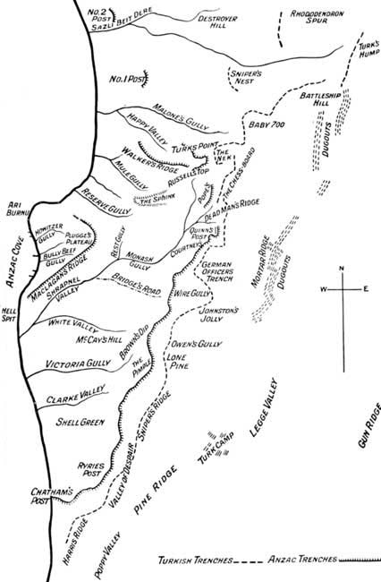 Sketch Map of the Anzac Area in May