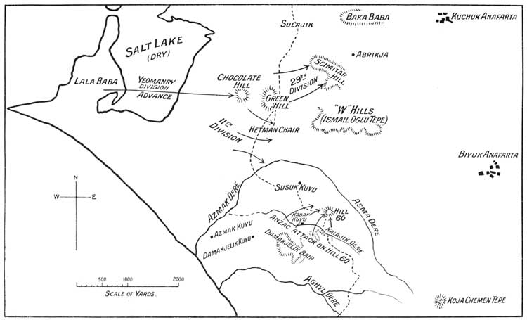 Sketch Map to Illustrate the Battles for Scimitar Hill and Hill 60