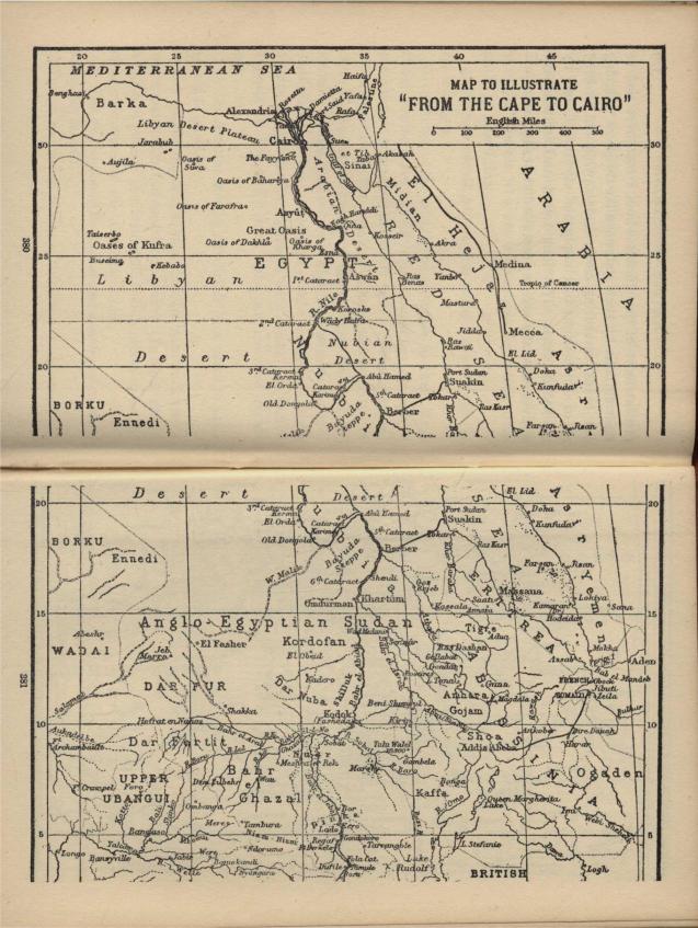 MAP TO ILLUSTRATE "FROM THE CAPE TO CAIRO" (northern half of map)