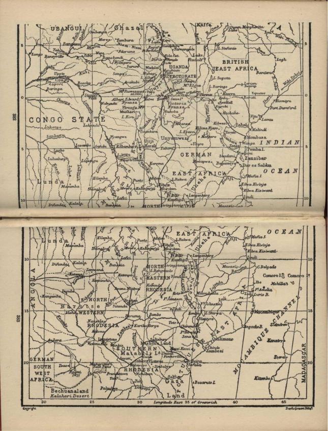 MAP TO ILLUSTRATE "FROM THE CAPE TO CAIRO" (southern half of map)