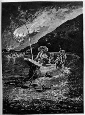 JAPANESE FISHING WITH TRAINED CORMORANTS
Painting by A Richter