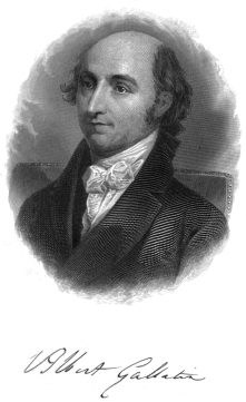 Portrait of Albert Gallatin with signature