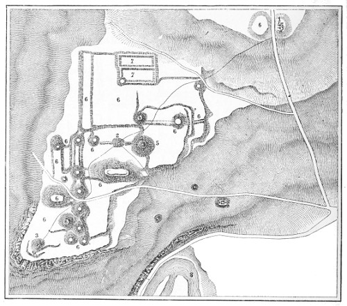 GROUND PLAN OF FIRST TOLTEC HOUSE UNEARTHED AT TULA
(FROM LEMAIRE).