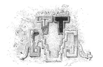 FRAGMENT OF DECORATION SHAPED LIKE A TAU, SURROUNDING NICHES IN THE CORRIDORS
AND APARTMENTS OF THE PALACE.