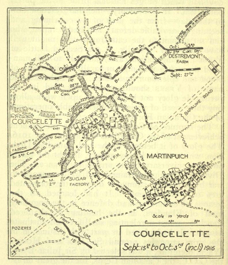 Map--COURCELETTE Sept. 15th to Oct. 3rd (incl.) 1916