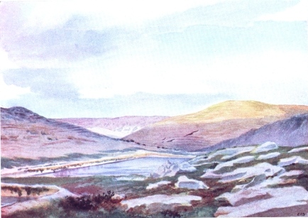 SOLOMON’S POOLS, NEAR JERUSALEM, LOOKING TOWARDS DEAD SEA

Shows the central one of three reservoirs which are built one below the
other on a slope inclining towards valley of the Dead Sea.

Measurements of Solomon’s Pools:—Upper one, 380 ft. by 236 ft., 25 ft.
deep; middle one, 423 ft. by 250 ft., 39 ft. deep; lower one, 582 ft. by
207 ft., 50 ft. deep.