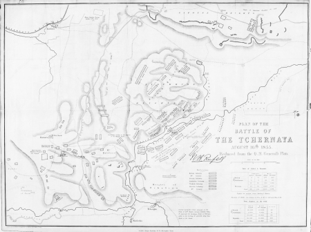 PLAN OF THE
BATTLE OF
THE TCHERNAYA
AUGUST 16th 1855.

Reduced from the Q.M. General's Plan.