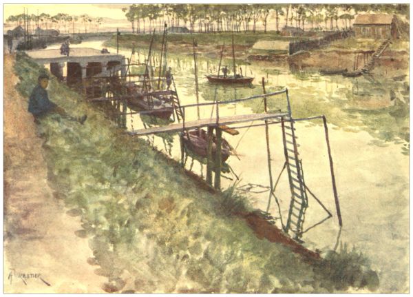 NIEUPORT—
The Quay, with Eel-boats and Landing-stages.
