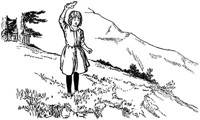 Heidi ran to the far edge of the slope and continued to wave
her hand to Clara until the last glimpse of horse and rider had disappeared.