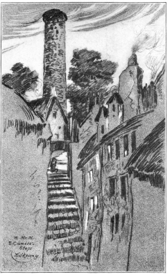 ST. CANICE’S STEPS AND THE ROUND TOWER, KILKENNY.