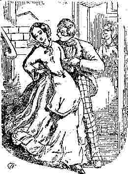 ***Image: VG familiarises himself with a maidservant at home, Miss Virginia Verdant (unnoticed) looking on aghast (image omitted from some of the later Victorian editions)***