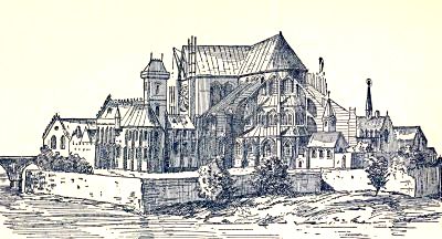 NOTRE DAME AND THE BISHOP'S PALACE AT THE BEGINNING OF THE THIRTEENTH CENTURY