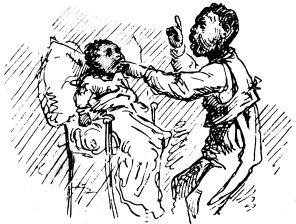 baby biting boy's finger