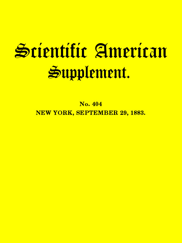 Scientific American, September 29, 1883 Supplement. No
