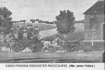 Coach passing Doncaster Racecourse