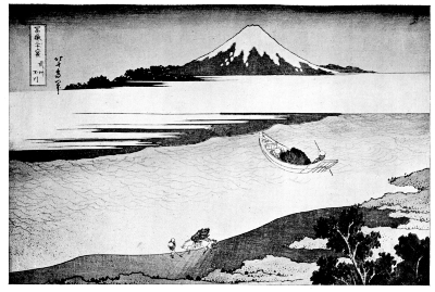 HOKUSAI: FUJI, SEEN ACROSS THE TAMA RIVER, PROVINCE OF
MUSASHI.
