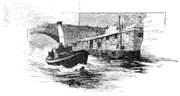 A POLICE LAUNCH AT THE FLOATING RIVER STATION, WATERLOO
BRIDGE.