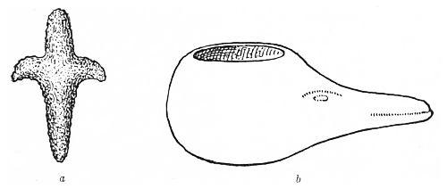 Fig. 31. Obsidian object and pottery vase from Mound No. 10.