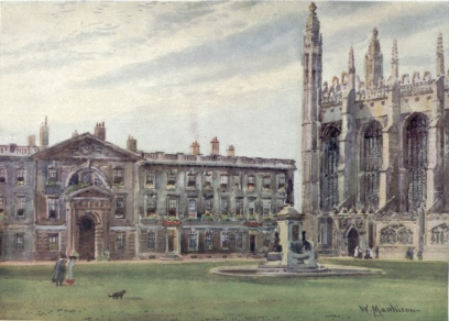 KING’S COLLEGE CHAPEL AND THE FELLOWS’ BUILDINGS

The South door of the Chapel is seen to the right in the picture, and
the Fellows’ Buildings, constructed in 1723, are on the left. The
Fountain with a statue of the founder, Henry the Sixth, was designed by
H. A. Armstead, R. A.