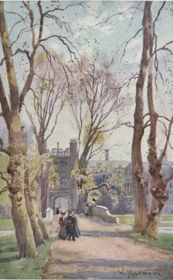 TRINITY COLLEGE BRIDGE AND AVENUE, WITH GATE LEADING INTO THE NEW
COURT

The Bridge was built in 1763 by Wilkins. The trees in the Avenue in
foreground were planted in 1671-72.