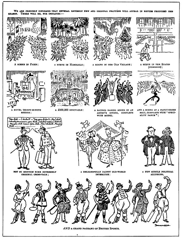 scenes and decriptions of things to come in upcoming revues