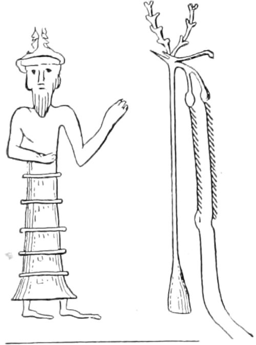 Fig. 25.—Sacred tree and worshipper.(Goblet d’Alviella.)