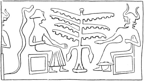 Fig. 28.—From a Babylonian seal.(Goblet d’Alviella.)