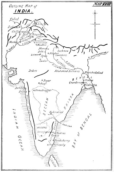 Map XVIII: Outline Map of India.