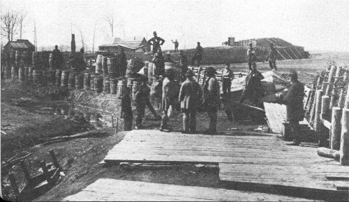 Confederate fortifications at Manassas, Va. Wartime photograph. Courtesy National Archives.